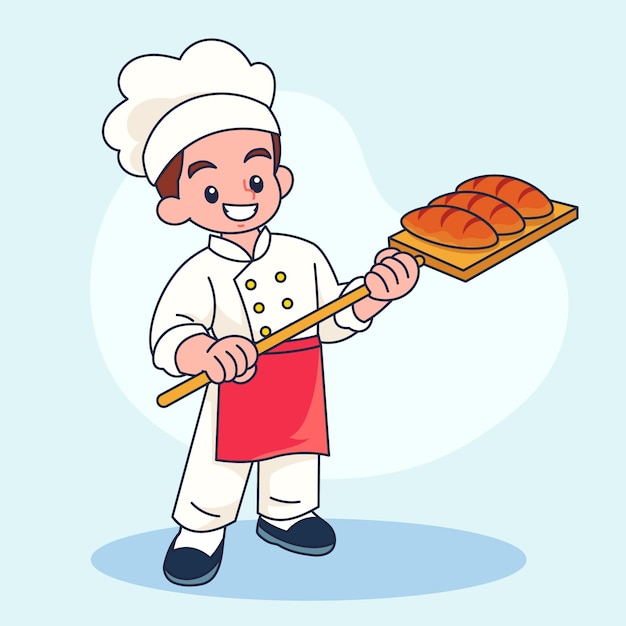 Free Vector hand drawn baker cartoon illustration