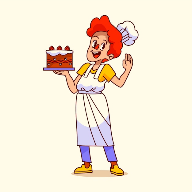 Free Vector hand drawn baker cartoon illustration