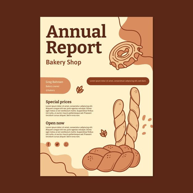 Hand drawn bakery annual report design