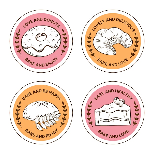 Free Vector hand drawn bakery badges design template