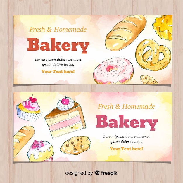 Hand drawn bakery banners