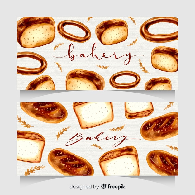 Free Vector hand drawn bakery banners