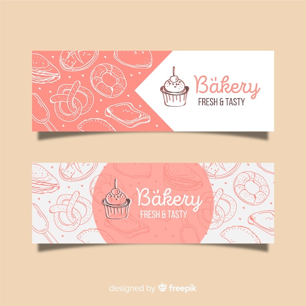 Hand drawn bakery banners