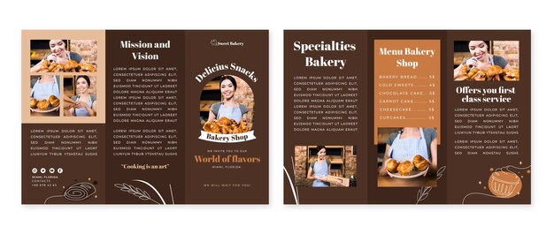 Hand drawn bakery brochure template