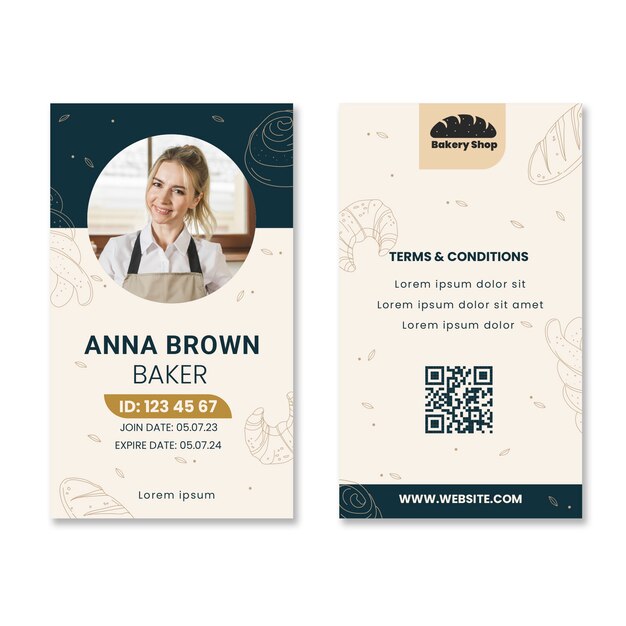 Hand drawn bakery business pack id card