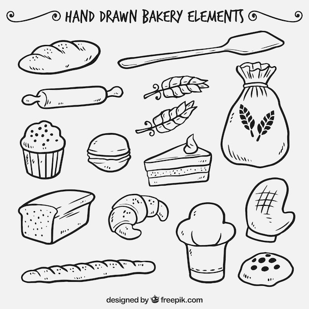 Free Vector hand drawn bakery elements