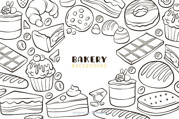 Hand drawn bakery food background