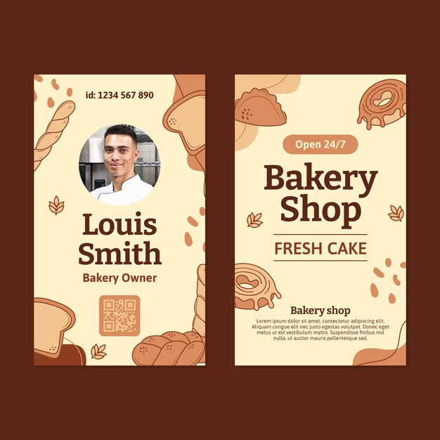 Hand drawn bakery id card design