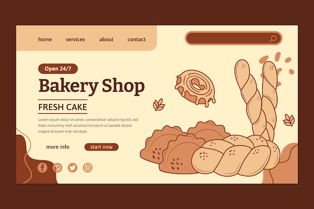 Hand drawn bakery landing page design