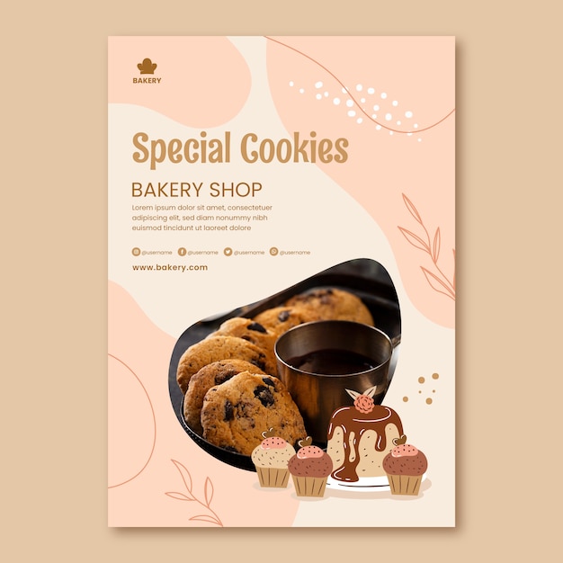 Hand drawn bakery poster design template