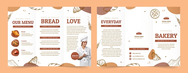 Hand drawn bakery products brochure template