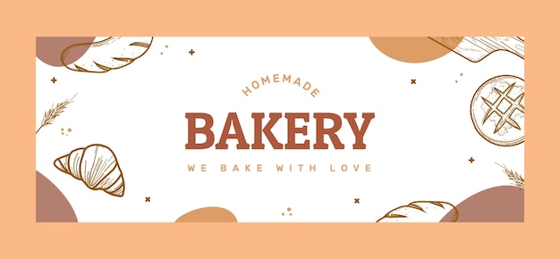 Hand drawn bakery products facebook cover