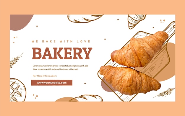 Hand drawn bakery products facebook template