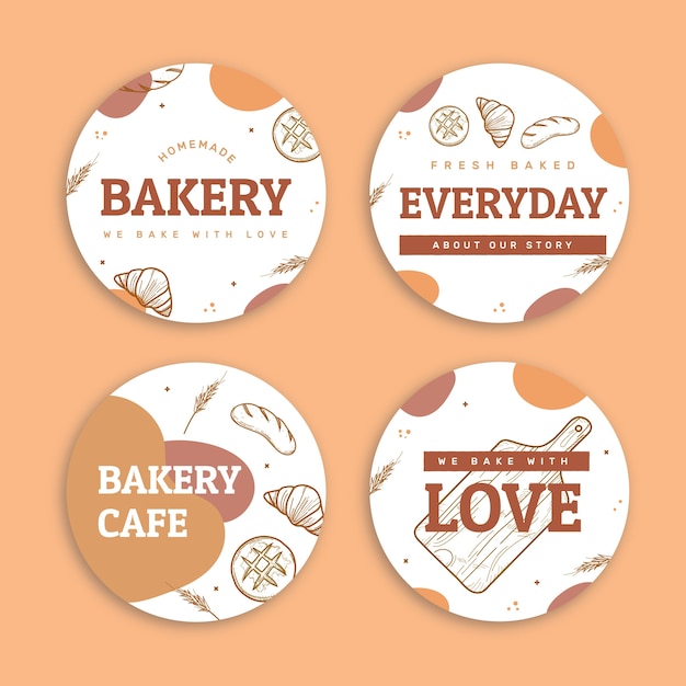 Hand drawn bakery products labels template