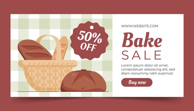 Hand drawn bakery sale banner design template