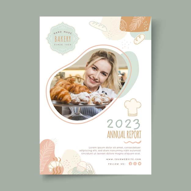 Hand drawn bakery shop annual report template