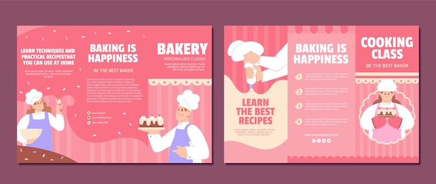 Hand drawn bakery shop brochure template