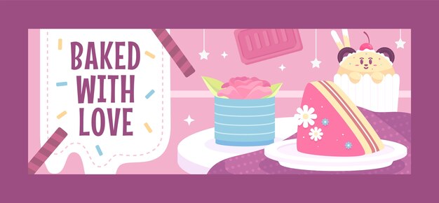 Hand drawn bakery shop facebook cover template