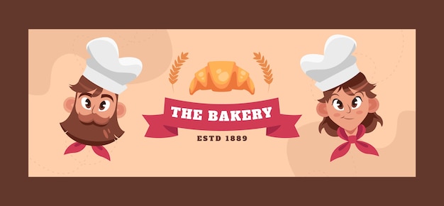 Hand drawn bakery shop facebook cover