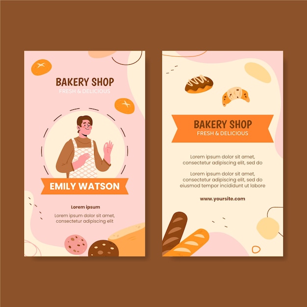 Hand drawn bakery shop id card