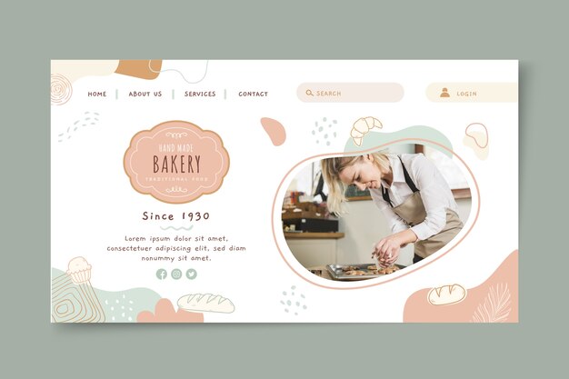 Hand drawn bakery shop landing page