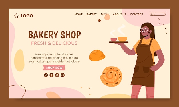 Hand drawn bakery shop landing page