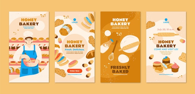 Hand drawn bakery template design