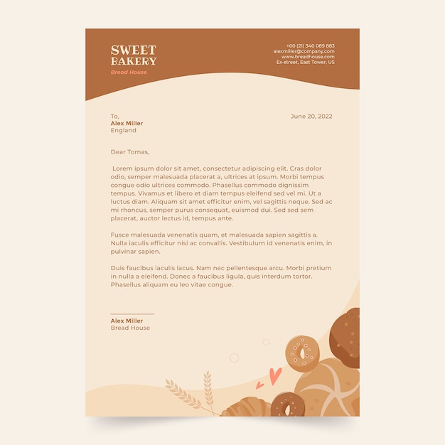 Hand drawn bakery template design