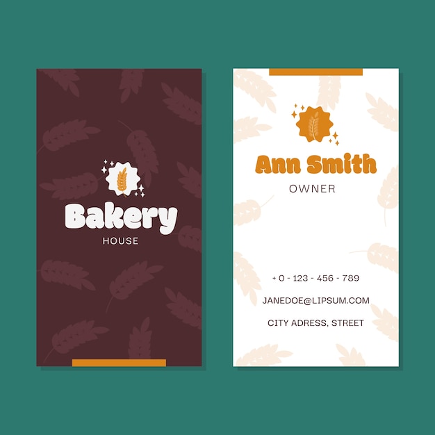 Free vector hand drawn bakery vertical business card