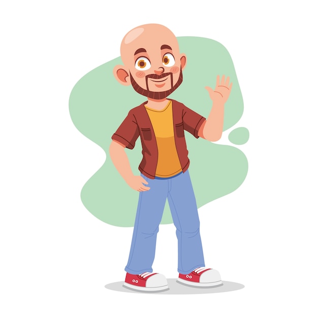 Free Vector hand drawn bald head cartoon illustration