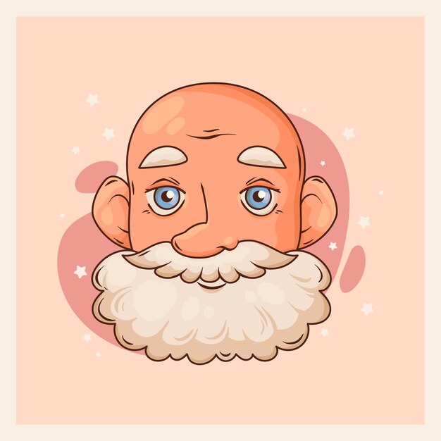 Hand drawn bald head cartoon illustration