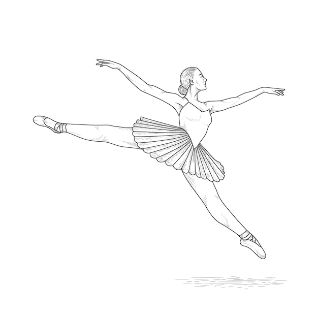 Free Vector hand drawn ballerina outline illustration