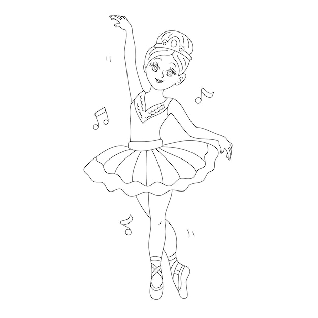 Hand drawn ballerina outline illustration