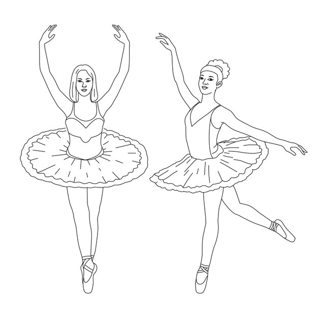 Hand drawn ballerina outline illustration