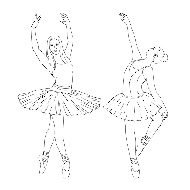 Hand drawn ballerina outline illustration