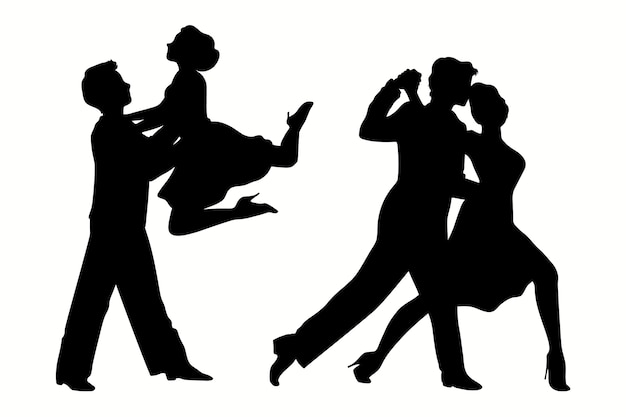 Free vector hand drawn ballroom dancing silhouette