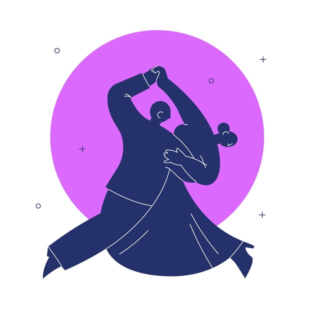 Hand drawn ballroom dancing silhouette