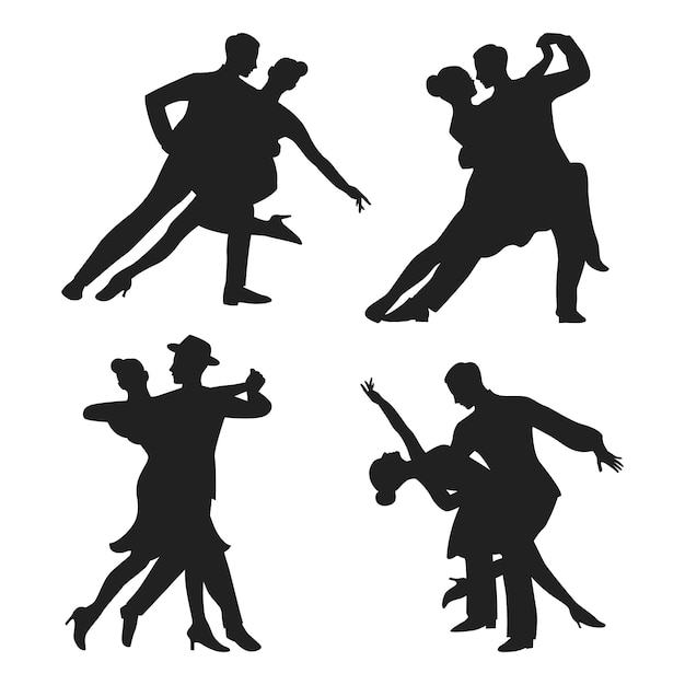 Hand drawn ballroom dancing silhouette