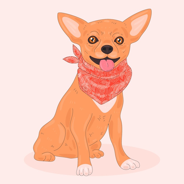 Hand drawn bandana dog illustration