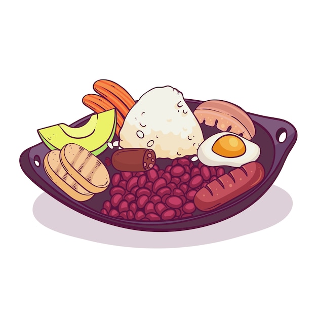 Hand drawn bandeja paisa illustration