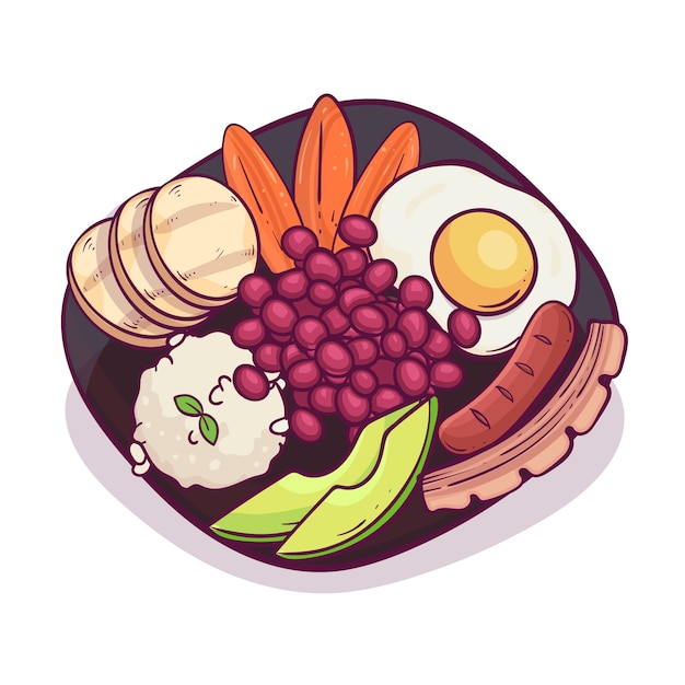 Hand drawn bandeja paisa illustration