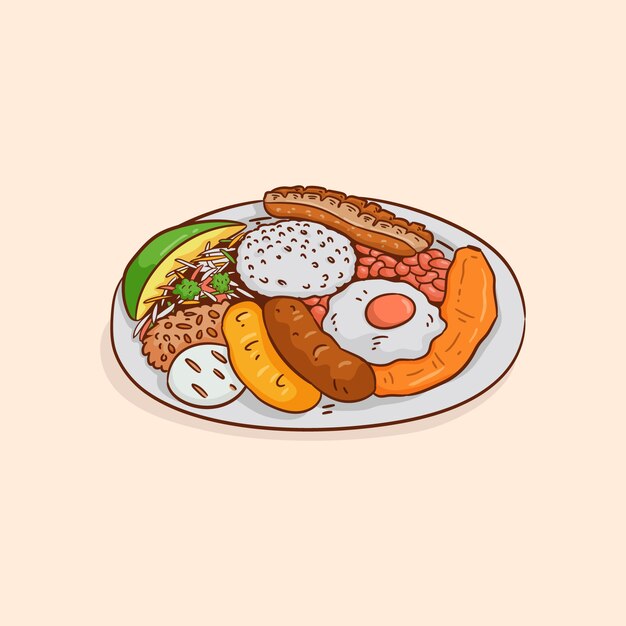 Hand drawn bandeja paisa illustration