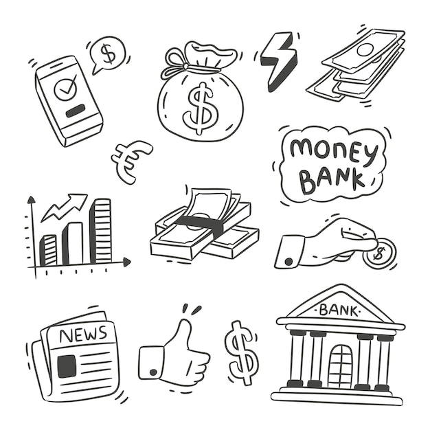 Free Vector hand drawn bank drawing doodle illustration