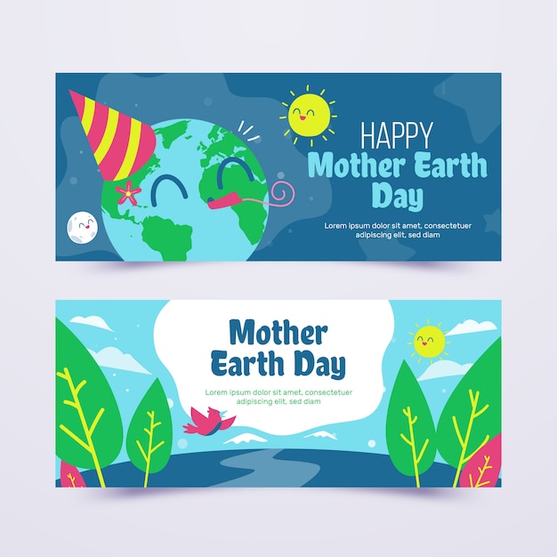 Hand drawn banner mother earth day collection