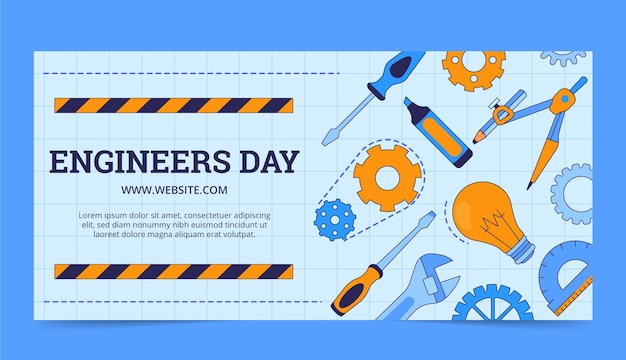 Free vector hand drawn banner template for engineers day celebration