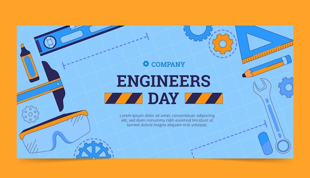 Hand drawn banner template for engineers day celebration