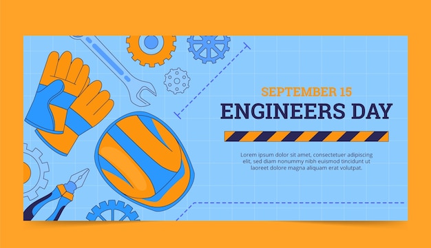 Free Vector hand drawn banner template for engineers day celebration