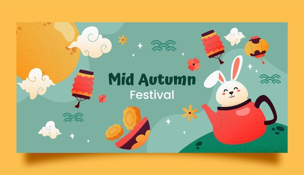 Hand drawn banner template for mid-autumn festival celebration