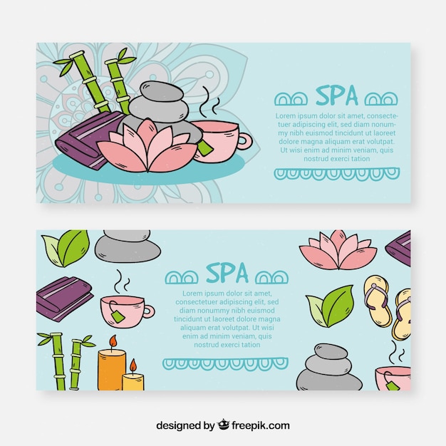 Hand drawn banners for the spa