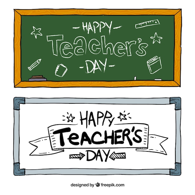 Hand-drawn banners for teacher's day